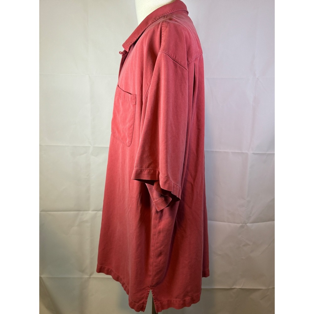 Tommy Bahama Mens Salmon/Red Waffle Weave Short Sleeve Camp Shirt XXL - Picture 3 of 7